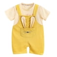 thumbnail image 2 of HAOTAGS Baby Girls Short Sleeve Tshirts with Overalls 2 Piece Sets, Casual Summer Outfits for Kids Yellow 2-3 Years, 2 of 3