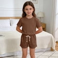 thumbnail image 3 of yillto Girls Summer Outfits 2 Piece Sets Short Sleeve Crewneck Shirts Tops and Shorts with Pockets, 3 of 6