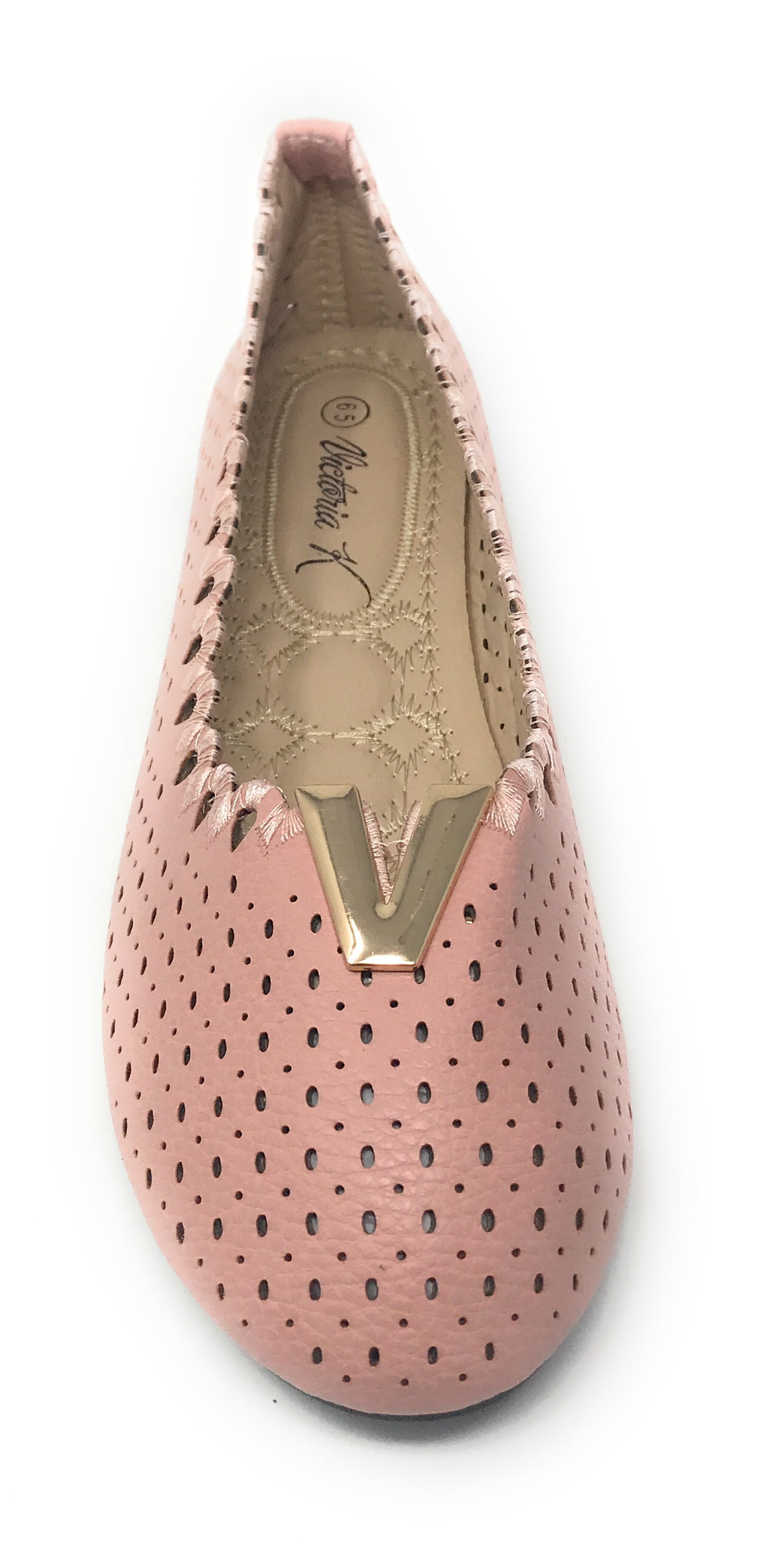 Victoria K Perforated Dot With Gold Ornament Ballerina Flats (Women)