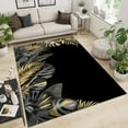 thumbnail image 3 of Black Gold Tropical Plants Area Rug, European Luxury Banana Leaf Living Room Rugs, With Anti-Slip Backing Washable Indoor Carpet For Dining Room Nursery Home Office, 3 of 7