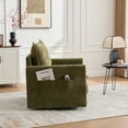 thumbnail image 2 of Chenille Swivel Accent Chairs, Mid Century Modern Barrel Chair with Side Pockets, Armchair Single Sofa Chair for Living Room, Bedroom, Olive Green, 2 of 9