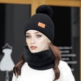 thumbnail image 3 of Chapeau pour Femmes Hiver Mode Femmes Hiver Bonnet Tricoté Col Boule Ensemble Épais Chaud Uni Cache-Oreilles Chapeau, 3 of 4