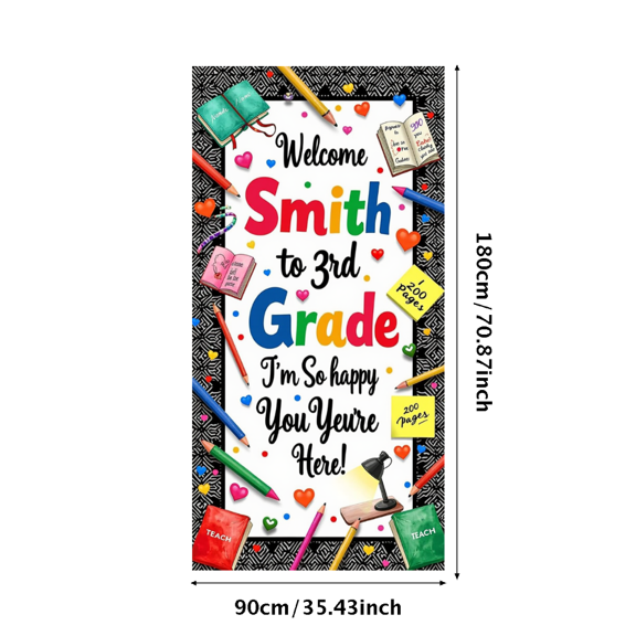 LUUFILx Welcome to 3rd Grade Backdrop Banner Classroom Decoration for School Entrance Photo Background Teacher Appreciation Event Supplies