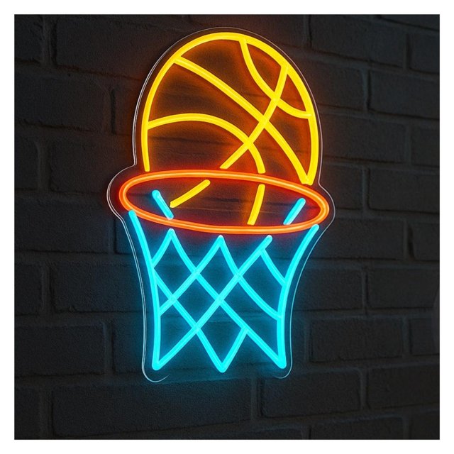 Letrero De Neón Con Aro De Baloncesto, Luz LED Regulable, Ideal Para Gimnasio, Sala De Juegos, Dormitorio, Fiestas, Tiendas Y Decoración De Pared 38cm