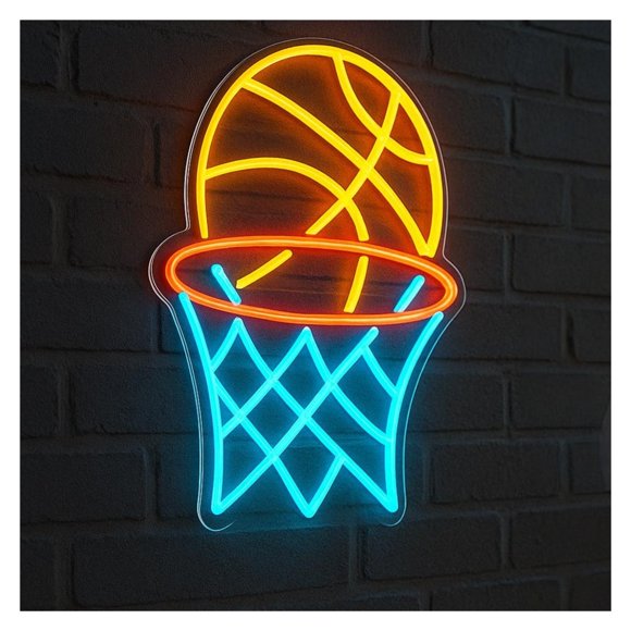 Letrero De Neón Con Aro De Baloncesto, Luz LED Regulable, Ideal Para Gimnasio, Sala De Juegos, Dormitorio, Fiestas, Tiendas Y Decoración De Pared 38cm