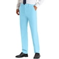 thumbnail image 4 of INSPIRE CHIC Solid Dress Pants for Men's Business Button Closure Flat Front Formal Trousers Light Blue 34, 4 of 5