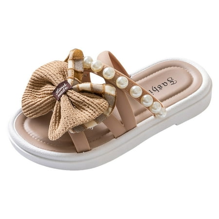 

Yzengfg Children Shoes Comfortable Soft Soled Slippers Fashionable Flower Pearl Beach Sandals And Slippers 3.5 Years-4 Years