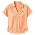 thumbnail image 6 of VBVC Women's Gingham V Neck Short Sleeve Top , Ladies' Relaxed Fit Collared Blouse , Casual Summer Loose Tunic Shirt For Women, Orange , XS-4XL, 6 of 6