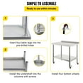 thumbnail image 6 of VEVOR Backsplash Adjustable Undershel 4 Casters for Kitchen Restaurant, Prep Table, Stainless Steel, 30 x 24 x 35 Inches, 6 of 9