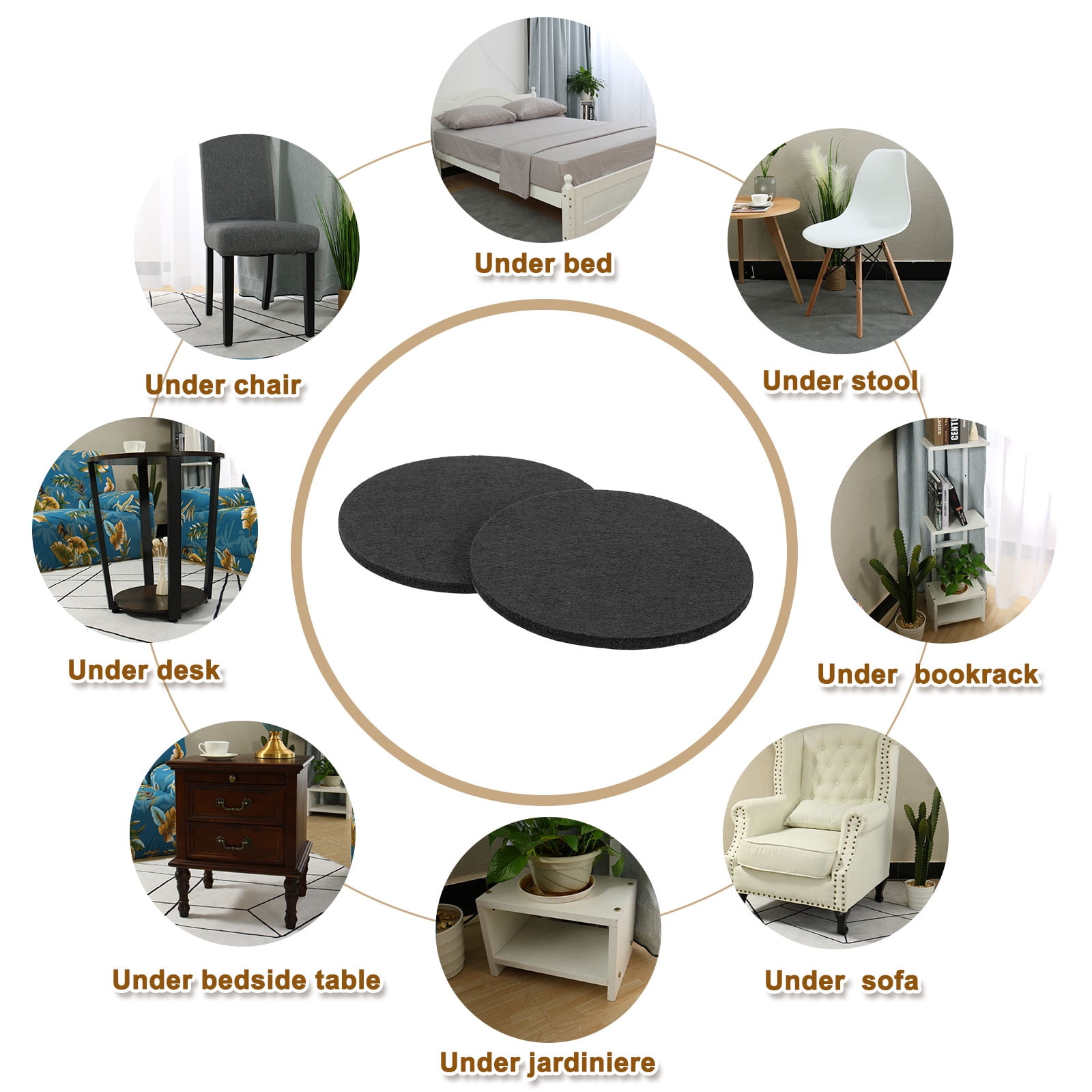 Round Felt Furniture Pads, 30Pack 3.9" Dia x 0.2" Thick Adhesive Backed Felt Non-slip Anti-scratch Felt Pads Chair Leg Protectors for Protecting Hardwood Floor, Black