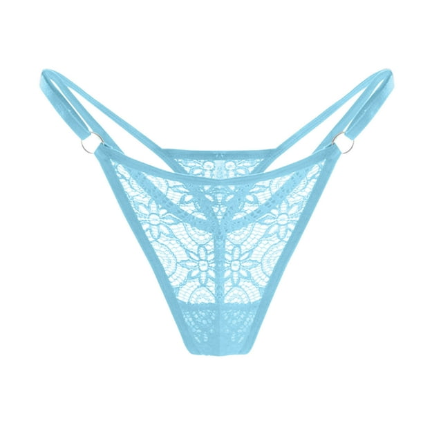 Aayomet Women's Brief Underwear Hollow Out Panties Crochet Lace Up Panty  Thongs G String Lingerie (Light Blue, One Size) 