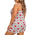 thumbnail image 6 of Chbgutlmr Plus Size 2 Piece Loungewear Sets Heart Printed Outfits Sleeveless Camisole Tops Elastic Waist Shorts Casual Cute Summer Homewear Set, 6 of 6