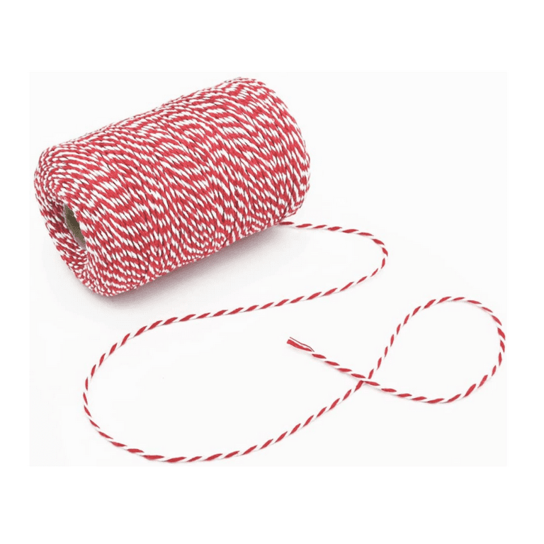 Vivifying Red and White Twine, 656 Feet 2mm Cotton Bakers Twine String for  Gift Wrapping, Baking, Butchers, DIY Crafts, Tying Cake and Pastry Boxes