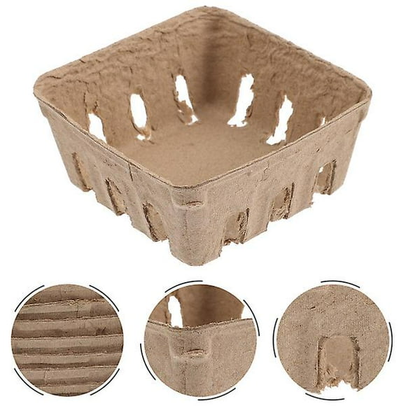 50pcs Paper Berry Basket Household Fruit Tray Berry Fruit Basket Paper Pulp Basket