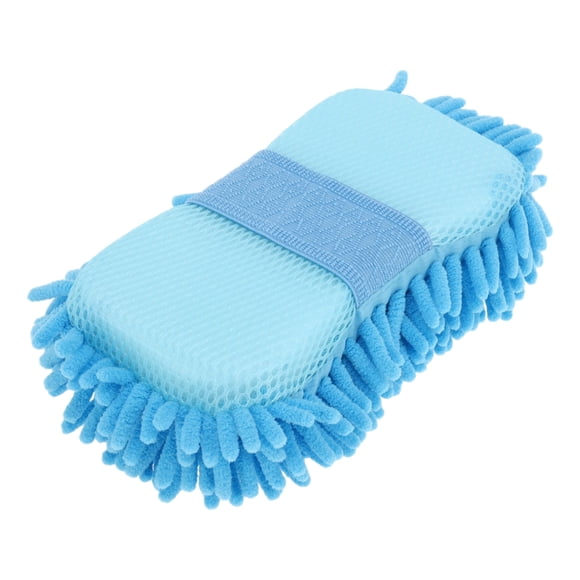 Unique Bargains 1 Pc Guantes de lavado de coche universales esponja de limpieza cepillo fideos con correa elástica sin rayones suave absorbente para coche hogar ventana - Azul