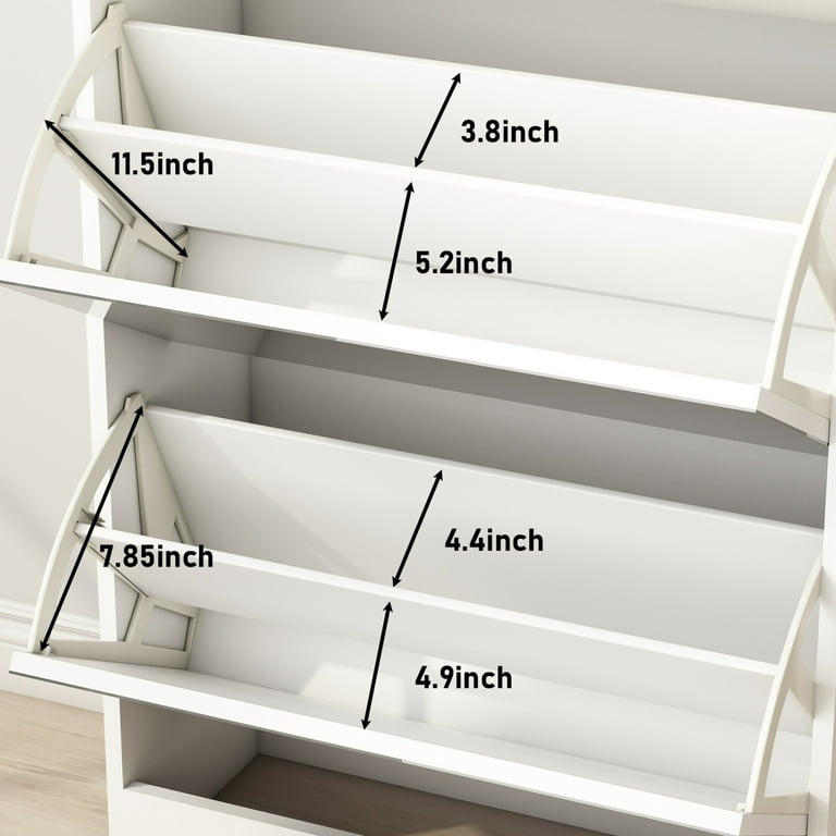 Holaki Wooden 3 Tier Shoe Storage Cabinet with Mirror Slim Rack for Home White Walmart