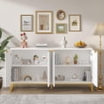 thumbnail image 2 of Sideboard Buffet Cabinet, Fluted Accent Cabinet with Adjustable Shelves, Console Table with Storage for Kitchen, Entryway, White, 2 of 8