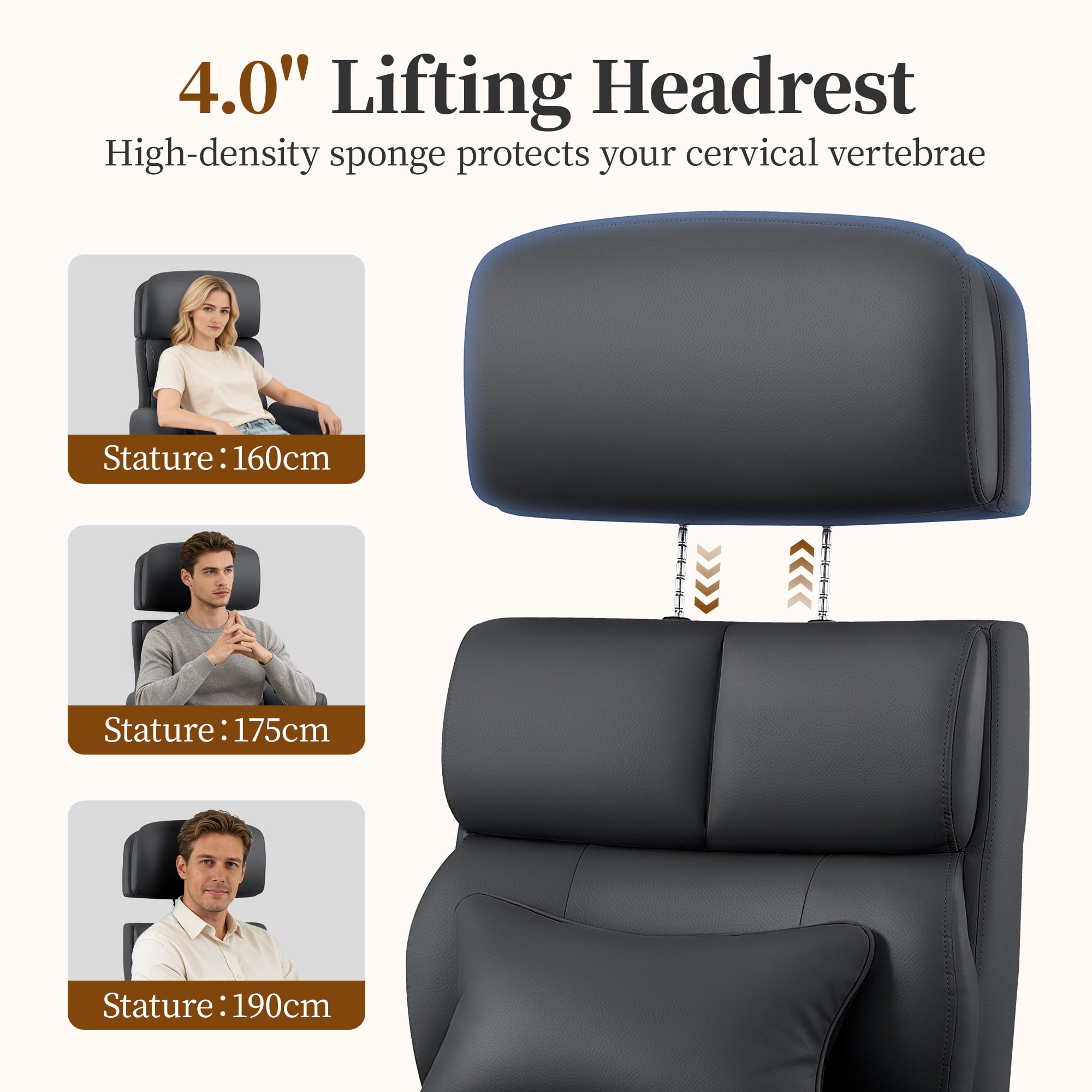 COOLHUT Big and Tall Office Chair 500LBS, Wide Seat Executive Office Desk Chair with Adjuatable Armrests and Headrest, PU Leather Hight Back Computer Chair with Footrest and Lumbar Suppor, Black