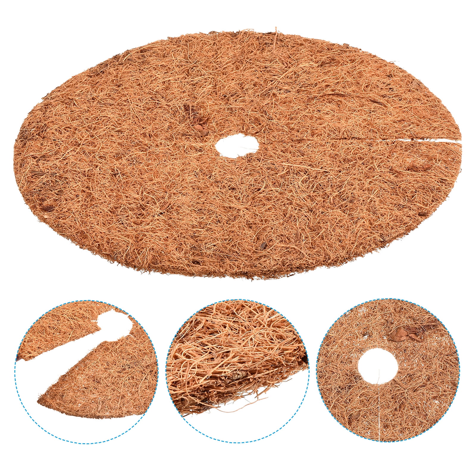Uxcell Coconut Fiber Mulch Ring Mat Tree Protector Root Soil Cover, Brown 5 Pack 12"x0.28"