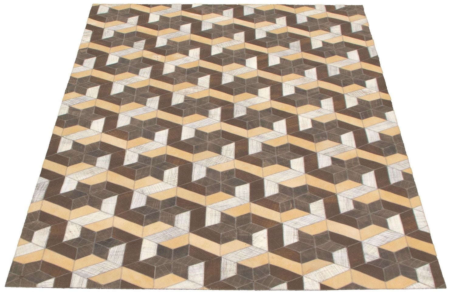 ECARPETGALLERY 5'0" x 7'10" Contemporary Cowhide Patchwork Handmade Area Rug for Living Room, Dining Room and Bedroom in Brown
