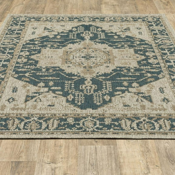 HomeRoots 8' x 10' Gray Oriental Stain Resistant Indoor Outdoor Area Rug