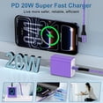 thumbnail image 2 of Charging Block, PD 20W USB C Charger Block with 6FT USB C to C Charging Cable, Type C Block USB C Wall Charger Power Adapter Fast Charging Station with Type C Phone Charger Cords, Purple, 2 of 7