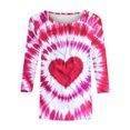 thumbnail image 4 of Goodeals Valentine's Day T Shirts Womens Tie Dye Cute Heart Love Graphic Tees 3/4 Sleeve Tunic Tops Loose Crewneck Valentine's Day Heart Tshirts(Pink,S), 4 of 5