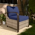 thumbnail image 2 of EAGLE PEAK Coastal Vista Outdoor Patio Ratten Wicker Lounge Chair With Blue Cushion, 2 of 7