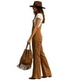 thumbnail image 3 of Women's Fringe Wide-Leg Overalls Jumpsuit with Adjustable Straps and Pockets, 3 of 5