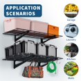thumbnail image 3 of EDTara Heavy Duty Iron Garage Wall Storage Shelf, 48x12/48x24/72x24 Inch, 150 lbs Load, Includes Level, Buckles, 4 J-Hooks, Easy Wall-Mount Rack, 3 of 8