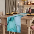 thumbnail image 2 of Teal Marble 70 Inch Table Runner, Contemporary Ink Painted Abstract Art Farmhouse Dresser Scarf Cotton & Linen Tablerunner for Dining/Kitchen Island/Holiday Party Décor 13" x 70", 2 of 9