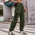 thumbnail image 5 of Parachute Pants For Women Drawstring Elastic Waist Ruched Baggy Cargo Pants Multiple Pockets Jogger Pant Womens Pants Suite Casual Work Pants Women Straight Leg Dress Pants for Women Business Casual, 5 of 7