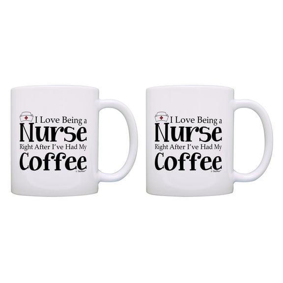 ThisWear Nurse Coffee Mug Love Being Nurse Right After Coffee 11 ounce 2 Pack Coffee Mugs