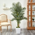 thumbnail image 2 of Nearly Natural 5.5' Golden Cane Artificial Palm Tree in White Planter, 2 of 4