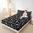 thumbnail image 4 of Homewish Kids Children Stars Print Twin Sheet Sets 3pcs,Starry Sky Twin Fitted Sheet Microfiber,Black White Breathable Flat Sheet,Luxury Bedroom Decor, 4 of 7