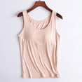 thumbnail image 2 of Women Summer Tops Women Solid Color Tops With Chest Pad No Steel Ring Cup Shirts Wide Strap Integrated Outerwear Yoga Sports Vest Camisole Sleep Set Top Athletic for Dressy Tunics Workout Beige 4XL, 2 of 4
