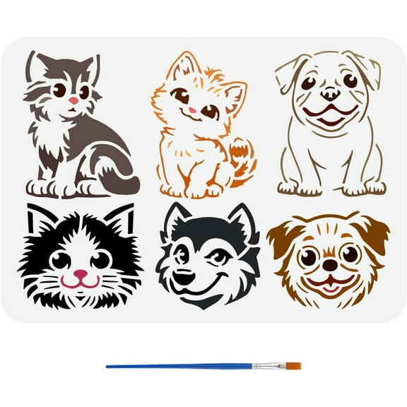 1pc PET Hollow Out Drawing Painting Stencils for Scrapbook Photo Album Dog 297x210mm