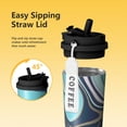 thumbnail image 3 of 18oz Travel Coffee Mug, 316 Stainless Steel Vacuum Insulated Tumbler with 2-in-1 Straw Lid & Strap, Liquid & Marble Print, 3 of 6