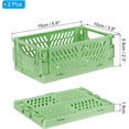 thumbnail image 2 of PATIKIL Mini Collapsible Basket, 2 Pcs 5.9 x 3.9 x 2.3 Inch Stackable Storage Crates Foldable Plastic Baskets Desk Organizing Container for Home Kitchen Office, Green, 2 of 5