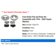 thumbnail image 2 of Front Brake Pad and Rotor Kit - Compatible with 1996 - 2000 Toyota 4Runner 1997 1998 1999, 2 of 2