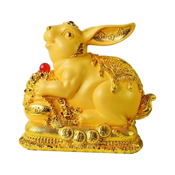 Bonito modelo de figura de chino, decoración Feng Shui, accesorios de decoración ligeros para el hogar y la Oficina para alféizares, estanter Estilo A perfecl Estatua de conejo