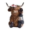 thumbnail image 4 of Estatua de vaca, escultura animal con luz solar para exteriores, adorno moderno, regalos de resina Vaca sentada, 4 of 8