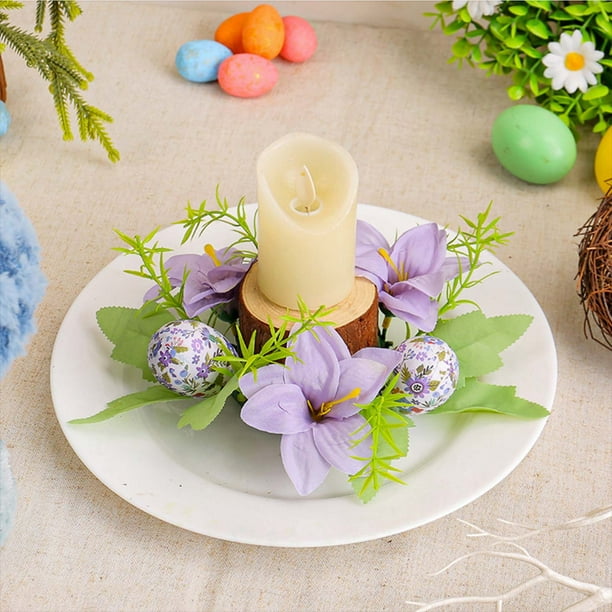 Decoración de Pascua, adornos de Pascua, regalos de Pascua, decoración del hogar, candelabro de Pascua, decoración de mesa de sala de estar, flores de imitación, decoración de corona de velas, accesor