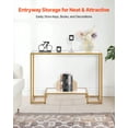 thumbnail image 2 of VEVOR 2-Tier Glass Console Table Rectangle Sofa Side Table with Anti-Tip Golden, 2 of 9