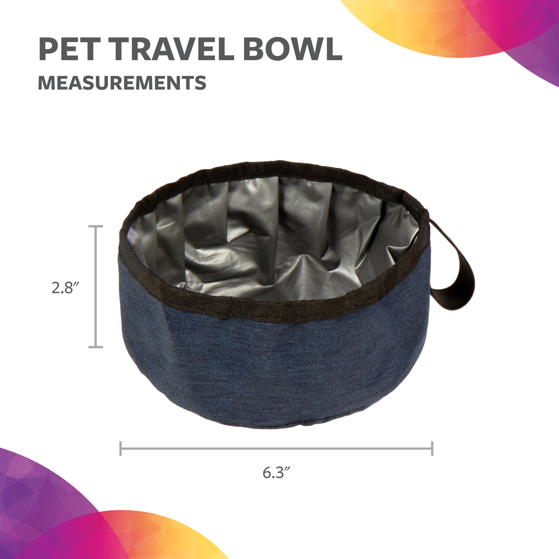 TrustyPup Pet Travel Bowl for Food & Water, Denim, Holds up to 4 Cups (1 L)