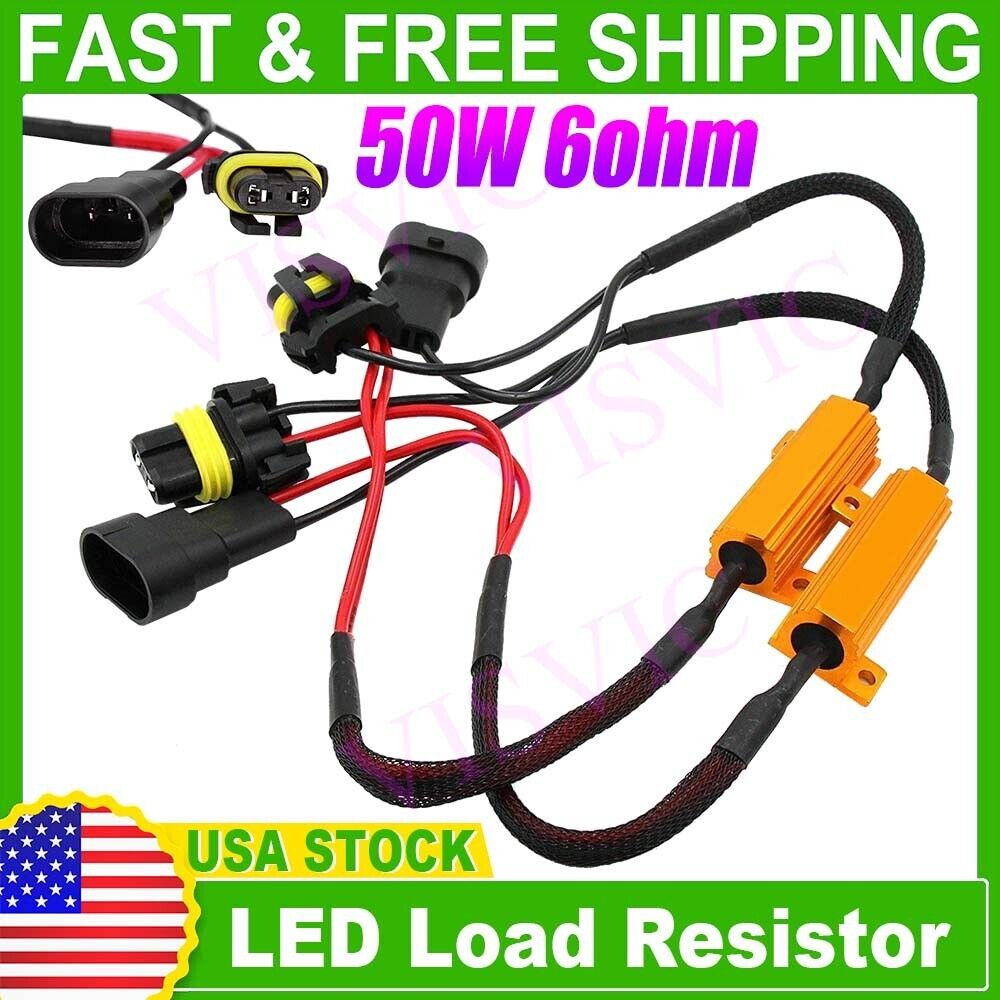 LED Resistor Kit 9006 Relay Harness Adapter Anti Flicker Error Decoder