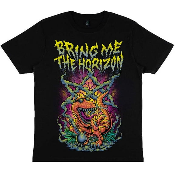 Men's Bring Me The Horizon Smoking Dinosaur T-shirt Small Black
