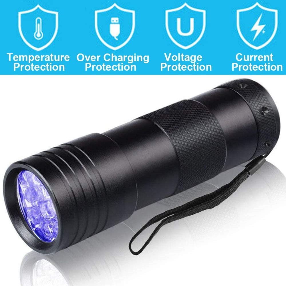 Small UV Blacklight Flashlight, Portable Black Light 395nm 12 Led