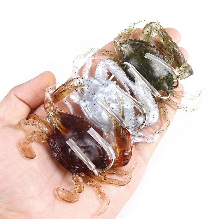 6Pcs Fishing Lure Kit Artificial Crab Baits Simulation Crab Supple Lures  Ice Fishing Bait with Hooks (Mixed Style)