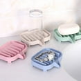 thumbnail image 6 of Worallymy Bath Foam Storage Box PP Sponge Drain Tray Holder Wheat Bathroom Toilet Kitchen Rack, Blue, 6 of 9